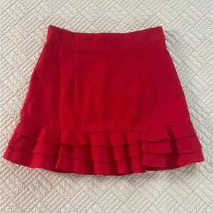 O. Vianca Elegant Red Ruffle Mini Skirt